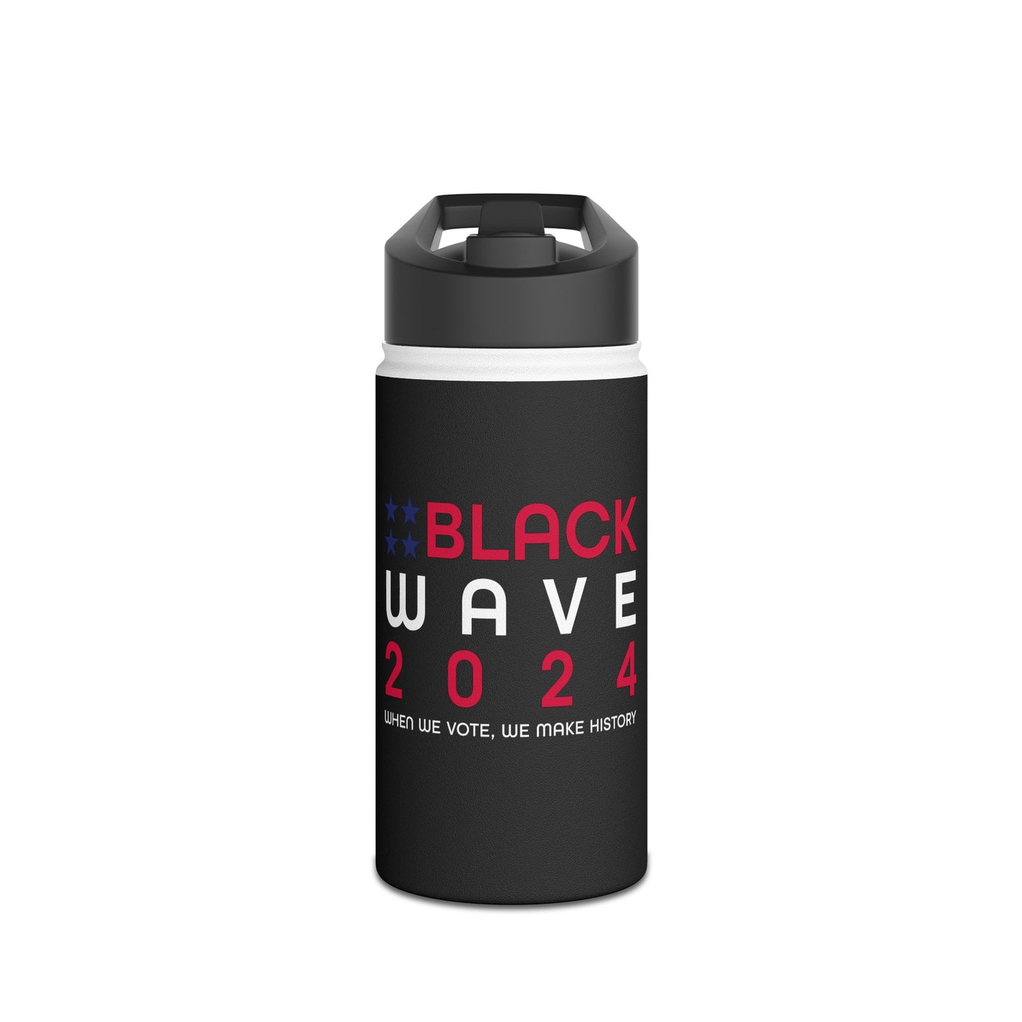 BLACKWAVE2024 - Stainless Steel Water Bottle, Standard Lid